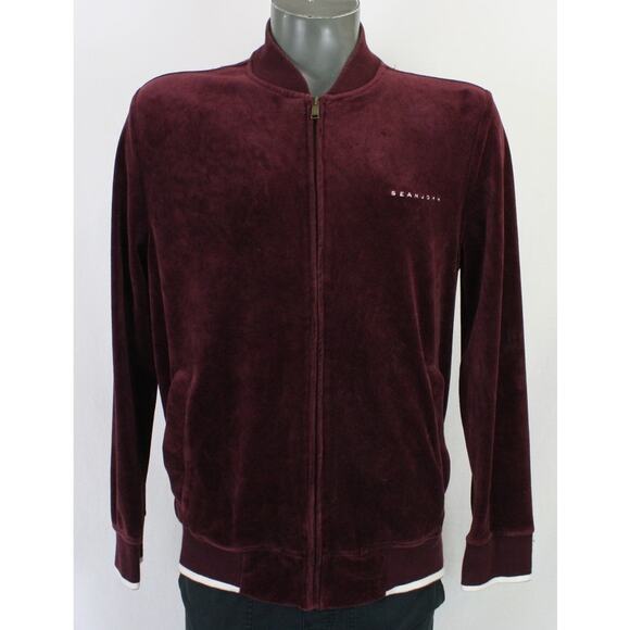Vintage Y2K Sean John Burgundy Velour Jacket Mens L 2000s sopranos - Picture 1 of 5